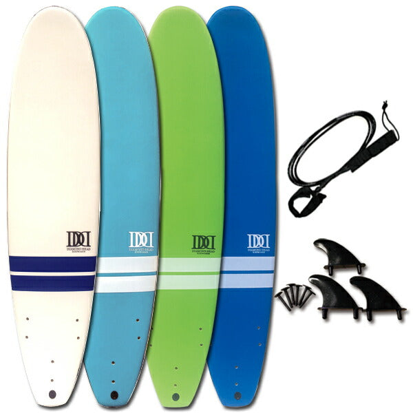 サーフボード ソフトボード 8’2”ファンボード ダイアモンドヘッド ホワイト ライトブルー グリーン ブルー フィン・リーシュコード付き 初心者 大人 子供用 営業所止め
