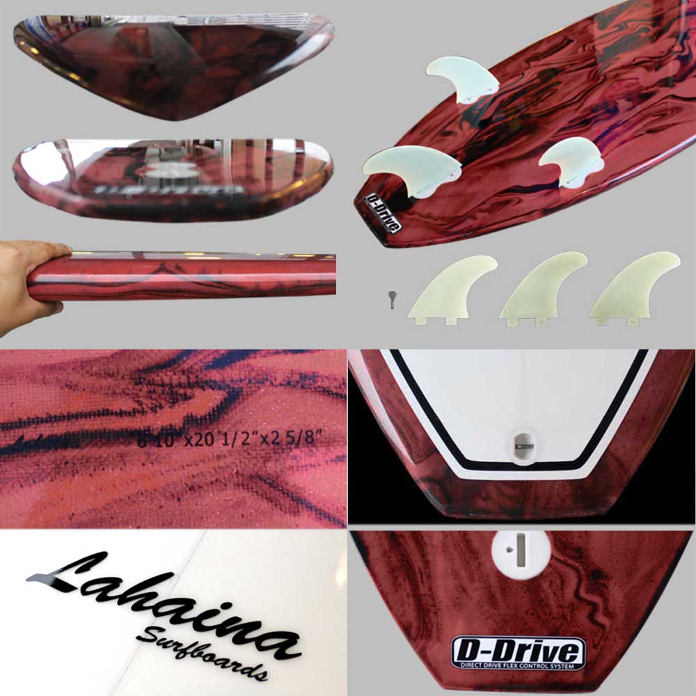 サーフボード ラハイナ LAHAINA 6'10 L02 ファンボード ワインレッド