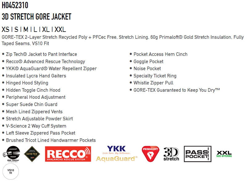 22-23 VOLCOM/ボルコム 3D STRETCH GORE-TEX jacket レディース 防水ゴアテックスジャケット スノーボードウェア スノーウェアー 2023