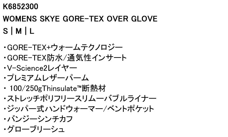 22-23 VOLCOM / ボルコム SKYE GORE-TEX OVER GLOVE インナーグローブ 手袋 レディース スノーボード スキー