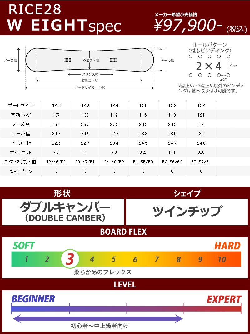 22-23 RICE28/ライス W EIGHT ダブルエイト レディース スノーボード
