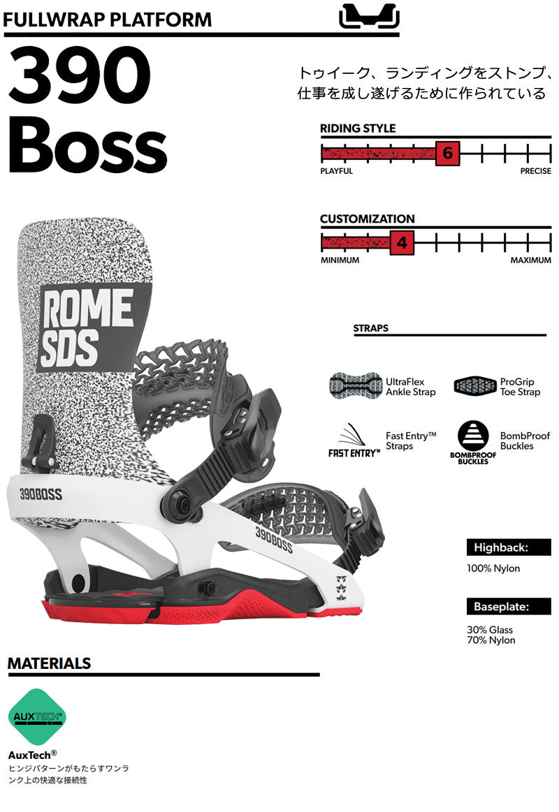 23-24 ROME SDS/ローム 390 BOSS カタナ メンズ レディース ビンディング バインディング スノーボード 2024