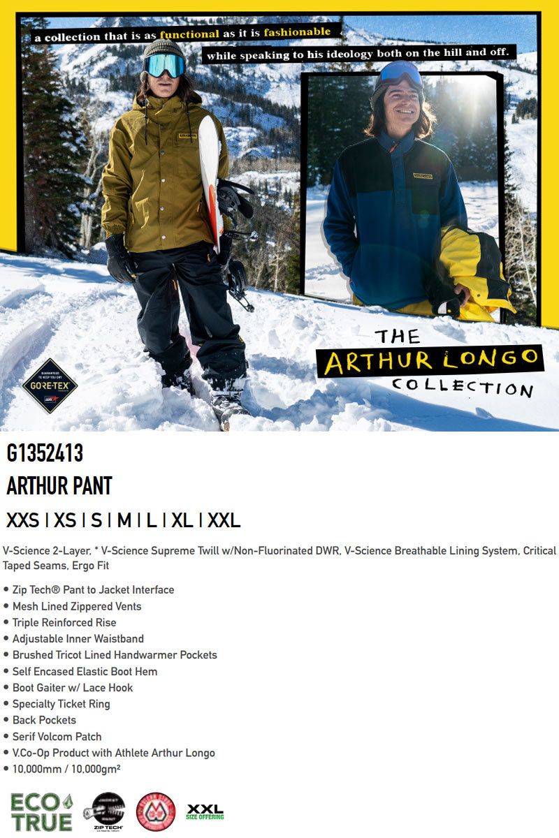 23-24 VOLCOM/ボルコム ARTHUR pant メンズ レディース 防水パンツ スノーボードウェア スノーウェアー 2024