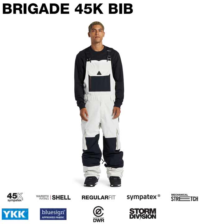 23-24 DC/ディーシー BRIGADE BIB PANT ブリゲードビブパンツ SYMPATEX メンズ レディース 防水パンツ スノーボードウェア スノーウェアー 2024