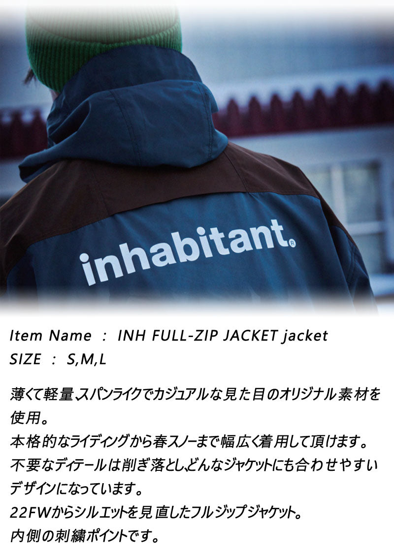 23-24 INHABITANT/インハビタント FULL-ZIP JACKET フルジップジャケット メンズ レディース 防水ジャケット スノーボードウェア スノーウェアー 2024