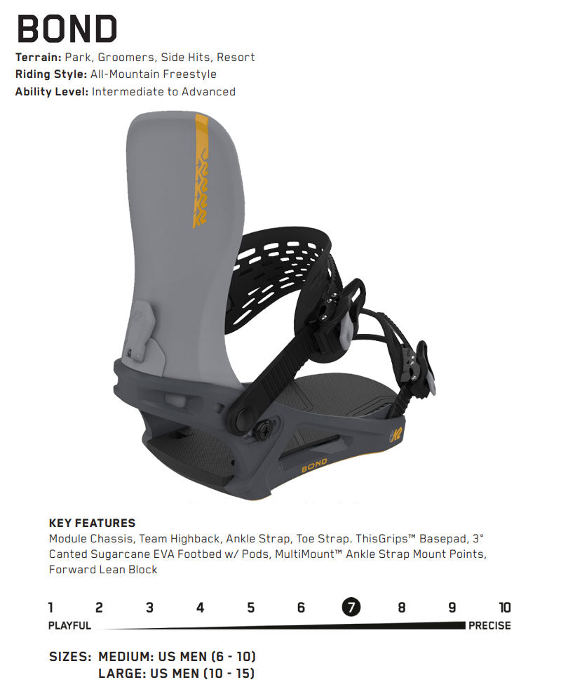 23-24 K2/ケーツー BOND ボンド メンズ レディース ビンディング バインディング スノーボード 2024