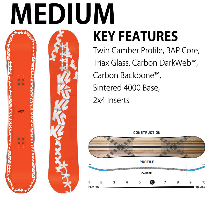 初心者〜中上級者向け！ K2 MEDIUM ミディアム　スノーボード ケーツー 23-24 K2 / ケーツー MEDIUM ミディアム メンズ レディース