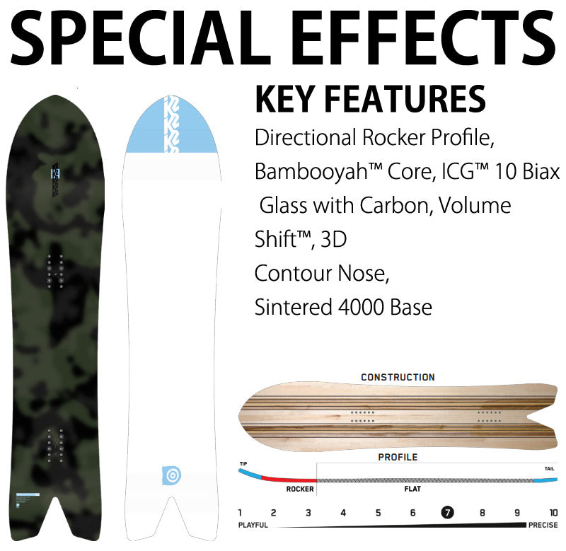 23-24 K2 / ケーツー SPECIAL EFFECTS スペシャルエフェクトス メンズ レディース スノーボード パウダー 天海洋 板 2024