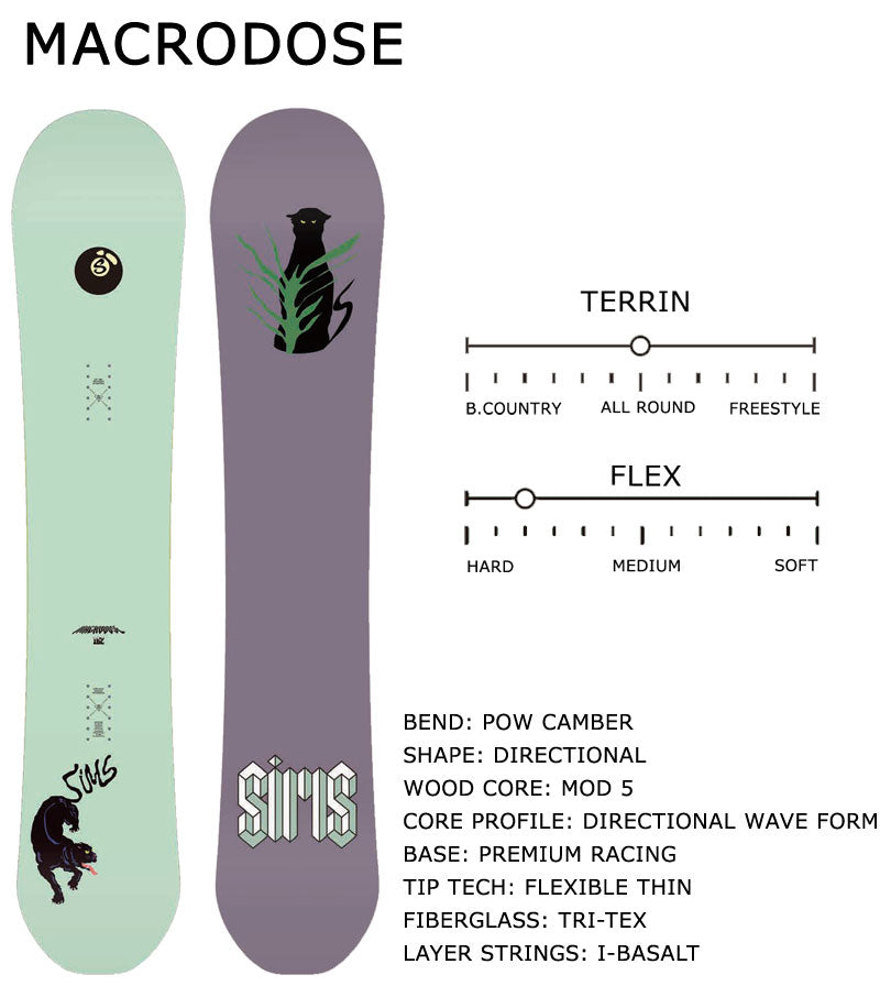 23-24 SIMS / シムス MACRODOSE マクロドーズ メンズ スノーボード パウダー 板 2024