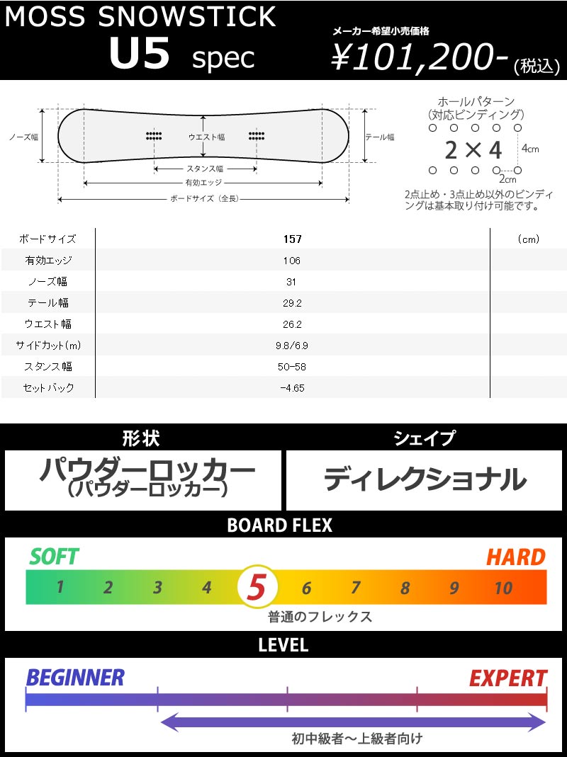 新品未使用　23-24 moss  stick U5 モス 23-24 MOSS SNOWSTICK スノースティック スノーボード PT 58
