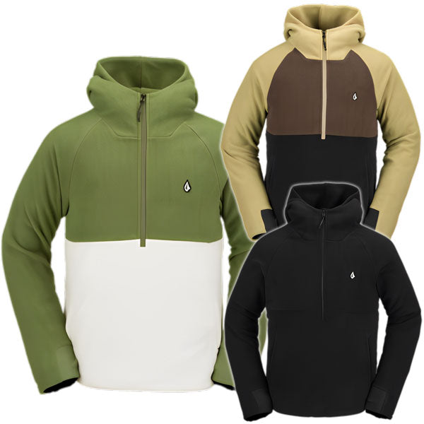 23-24 VOLCOM/ボルコム POLAR FLEECE HOODED 1/2 zip メンズ レディース スノーボードアパレル セカンドレイヤー フリース 2024