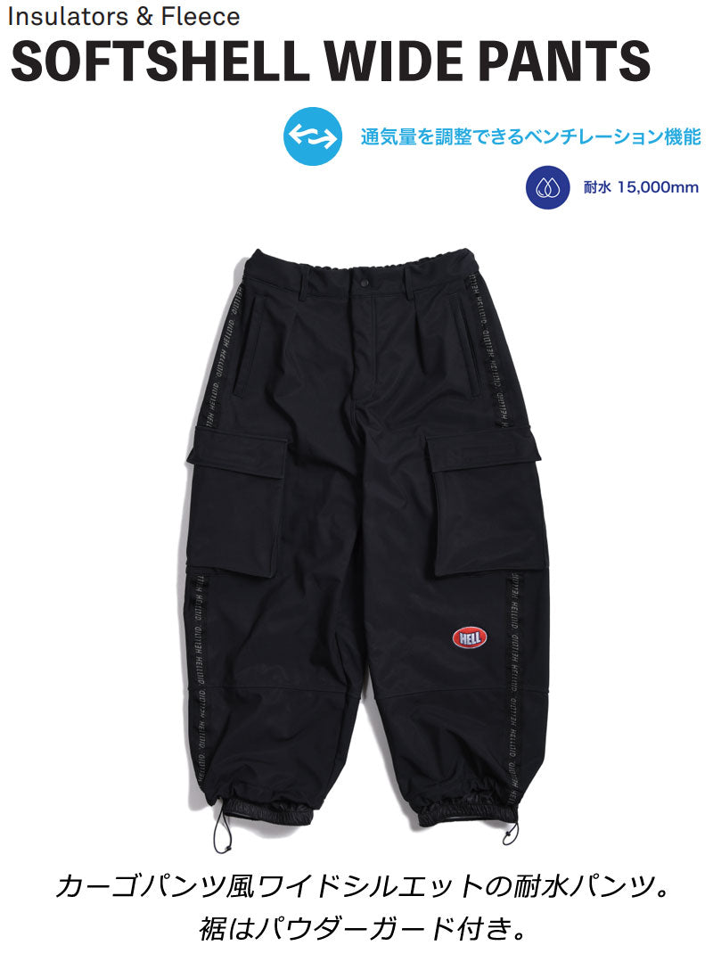 23-24 HELLOID/へロイド SOFTSHELL WIDE PANT ソフトシェルワイドパンツ メンズ レディース 防水パンツ スノーボードウェア スノーウェアー 2024