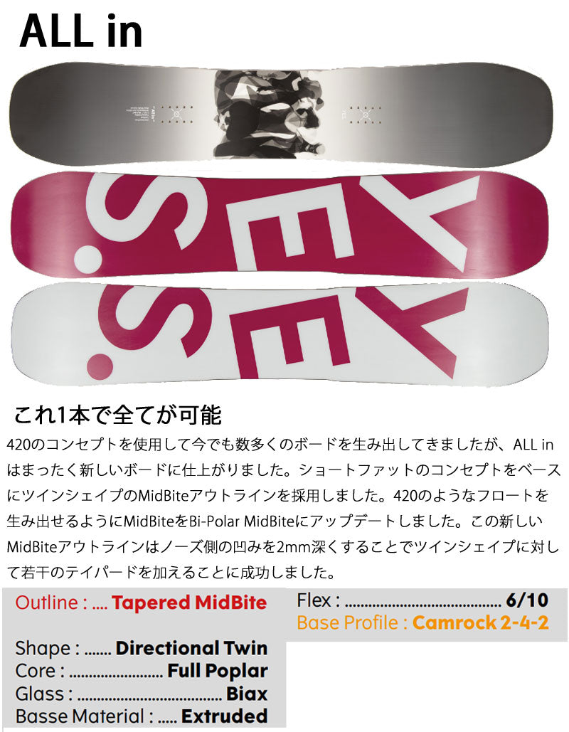 23-24 YES / イエス ALL in オールイン メンズ レディース スノーボード フリーライディング カービング 板 2024