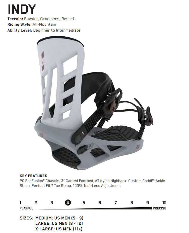 23-24 K2/ケーツー INDY インディー メンズ レディース ビンディング バインディング スノーボード 2024