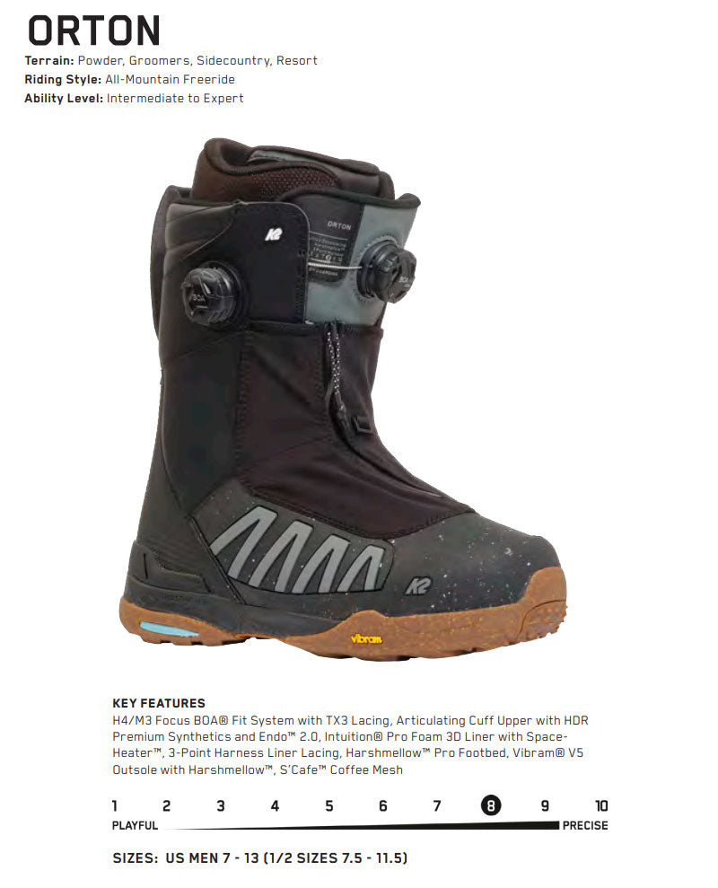 24-25 K2/ケーツー ORTON オートン メンズ レディース 熱成型対応