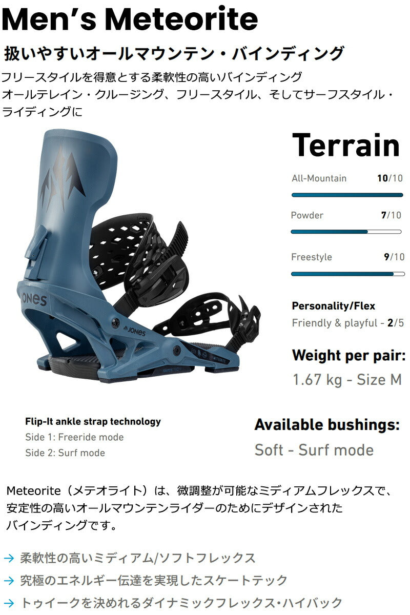 24-25 JONES/ジョーンズ METERORITE メテオライト メンズ ビンディング バインディング フリーラン フリースタイル スノーボード 2025