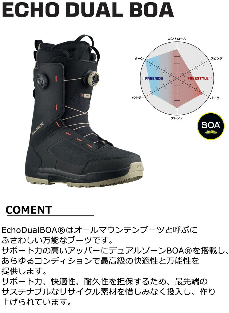 24-25 SALOMON/サロモン ECHO DUAL BOA エコー メンズ レディース ブーツ デュアルボア スノーボード 2025 型落ち