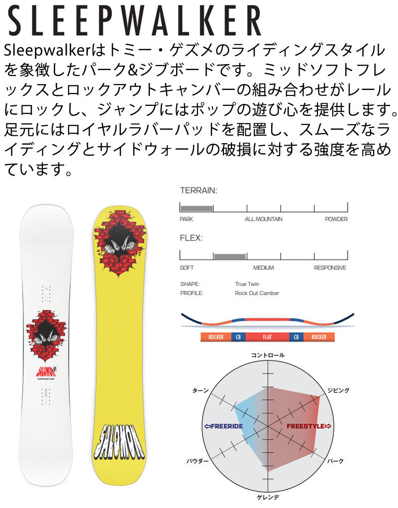 24-25 SALOMON / サロモン SLEEP WALKER スリープウォーカー メンズ レディース スノーボード 板 2025 型落ち