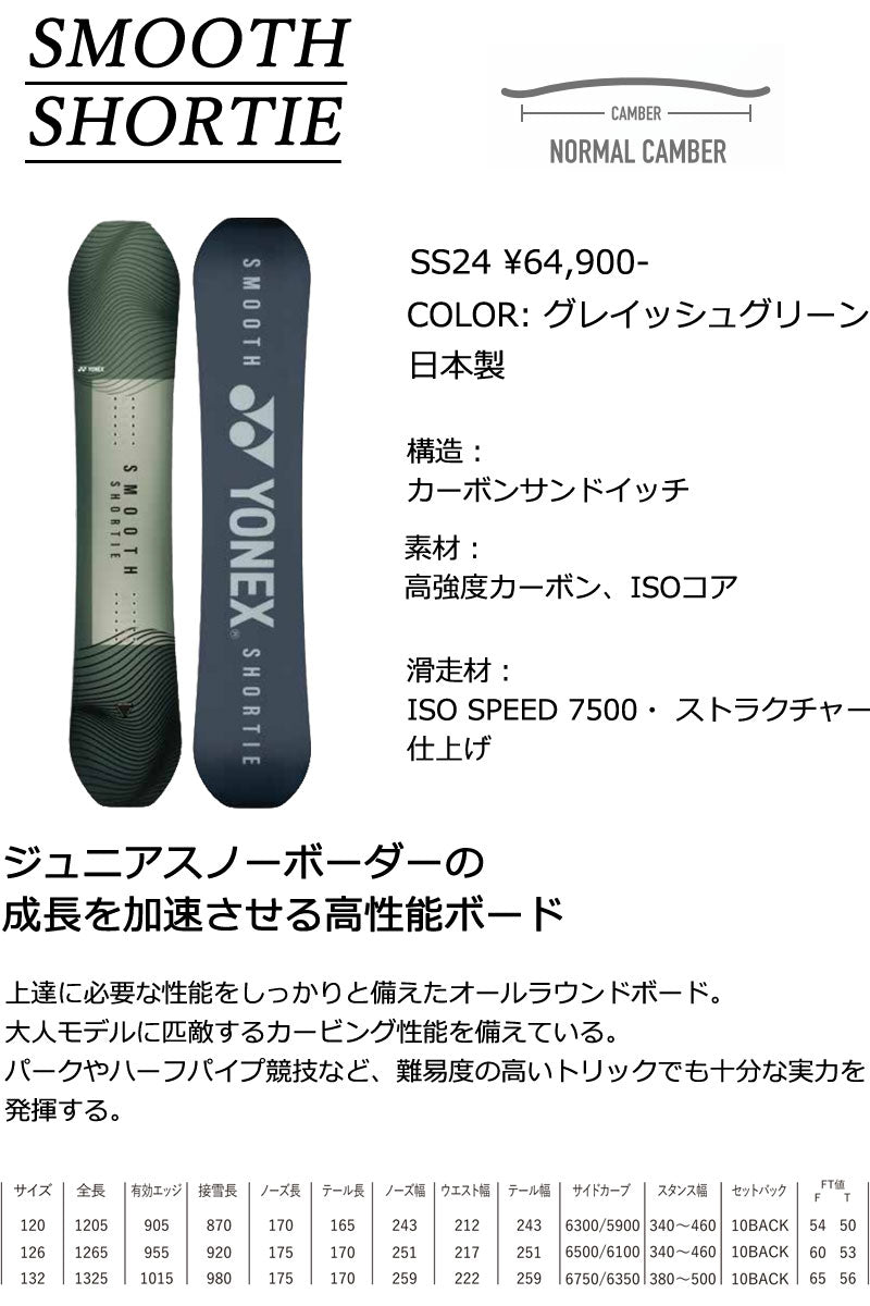 24-25 YONEX/ヨネックス SMOOTH SHORTIE スムースショーティ メンズ スノーボード カービング 板 2025 型落ち
