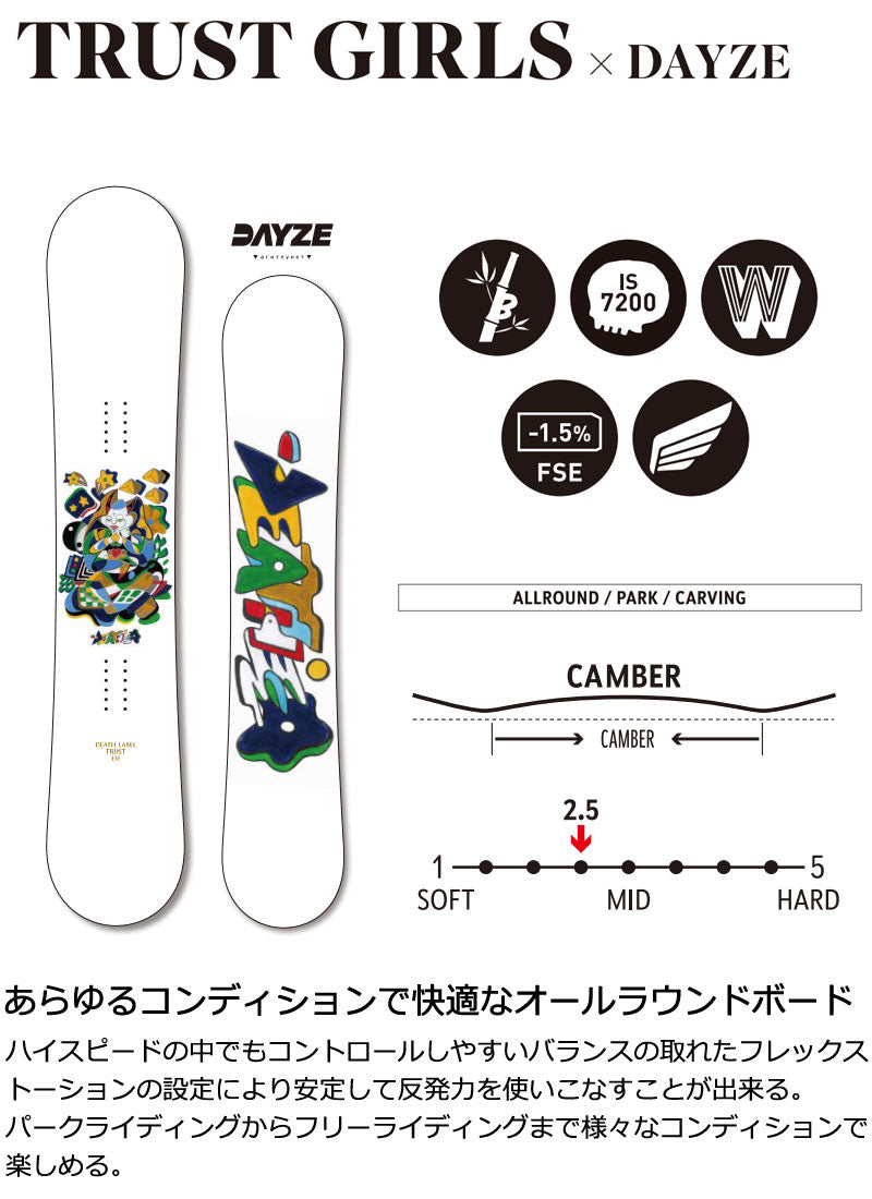 24-25 DEATH LABEL / デスレーベル TRUST GIRLS×DAYZE トラストガールズ レディース スノーボード キッカー カービング 板 2025 型落ち