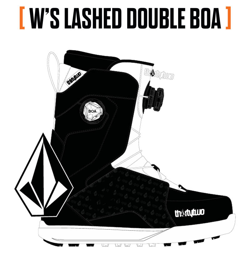 25-26 THIRTYTWO/サーティーツー W,s LASHED DOUBLE BOA VOLCOM ラッシュ ボルコム メンズ レディース ブーツ 熱成型 ダブルボア スノーボード 2026