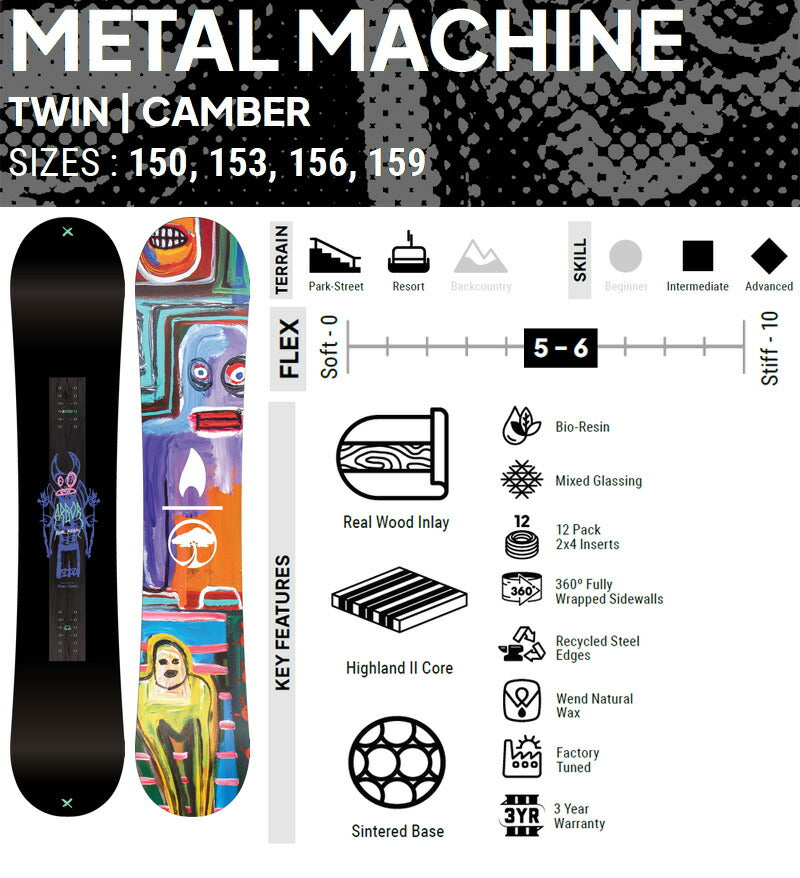 25-26 ARBOR/アーバー METAL MACHINE メタルマシーン メンズ レディース パーク スノーボード 板 2026