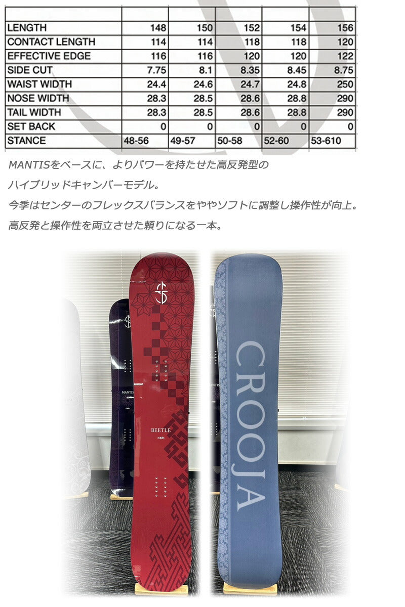 CROOJA BEETLE 150cm 25-26モデル 25-26 CROOJA/クロージャ BEETLE ビートル メンズ スノーボード