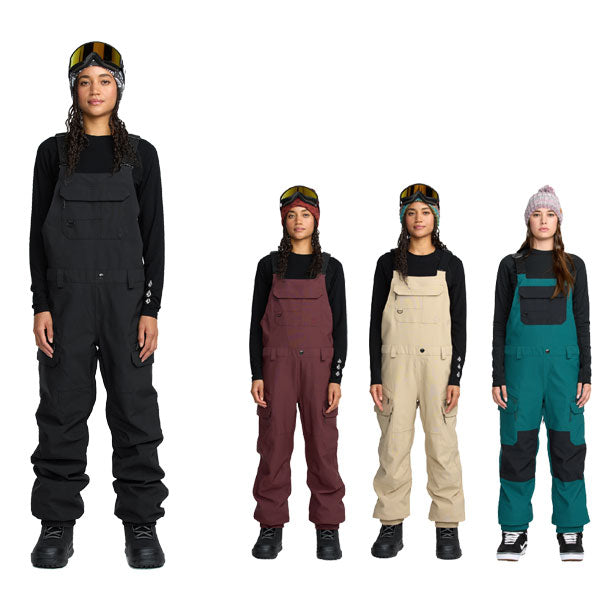 25-26 VOLCOM/ボルコム CRESTON 3D STRETCH BIB overall レディース 防水ビブパンツ スノーボードウェア スノーウェアー 2026
