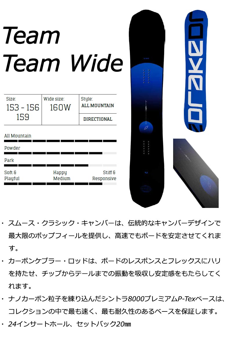 25-26 DRAKE/ドレイク TEAM チーム メンズ スノーボード パウダー 板 2026