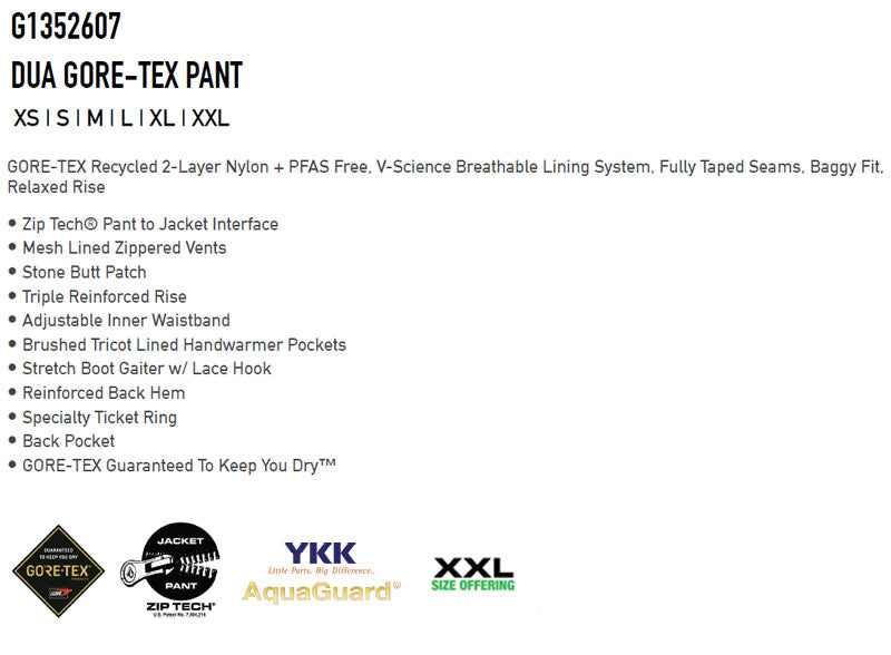 25-26 VOLCOM/ボルコム DUA GORE-TEX pant メンズ レディース 防水パンツ ゴアテックス スノーボードウェア スノーウェアー 2026