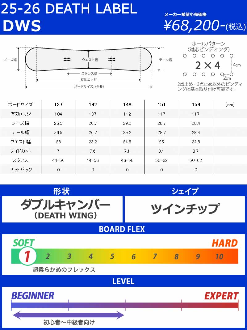 25-26 DEATH LABEL/デスレーベル DWS メンズ レディース スノーボード