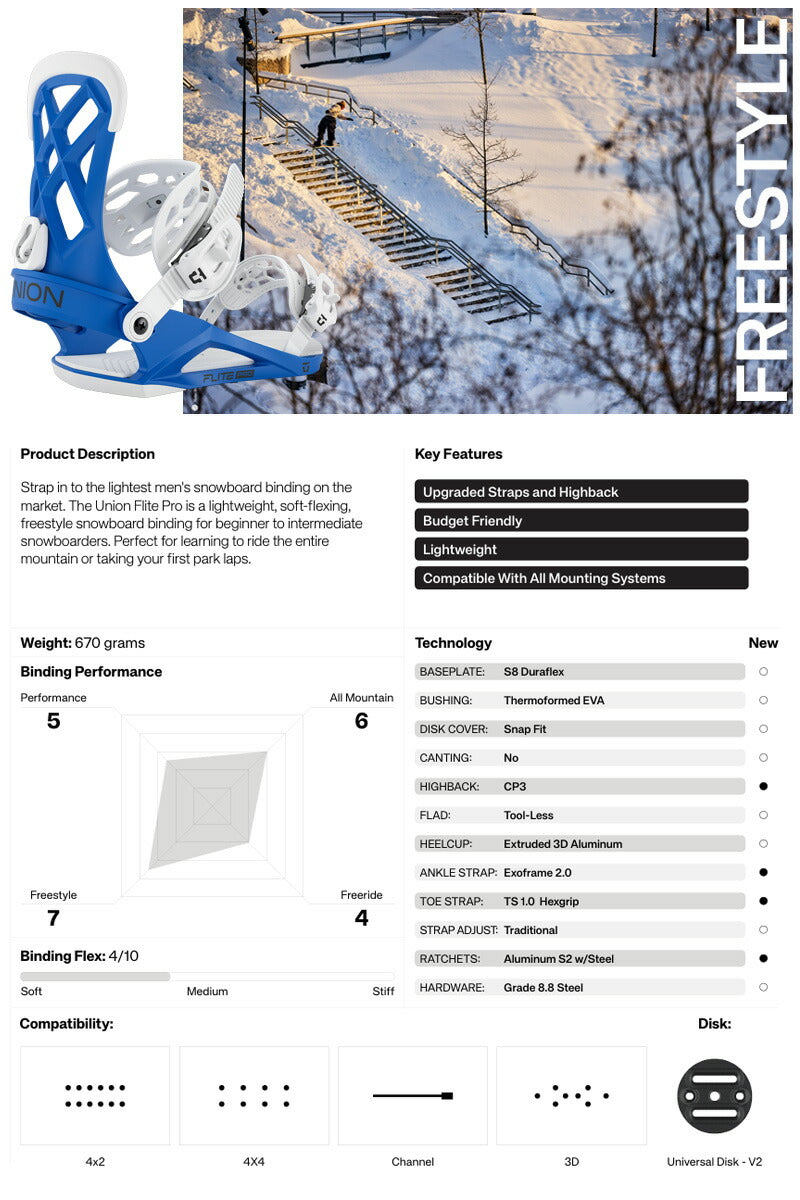25-26 UNION/ユニオン FLITE PRO フライトプロ メンズ レディース ビンディング バインディング スノーボード 2026