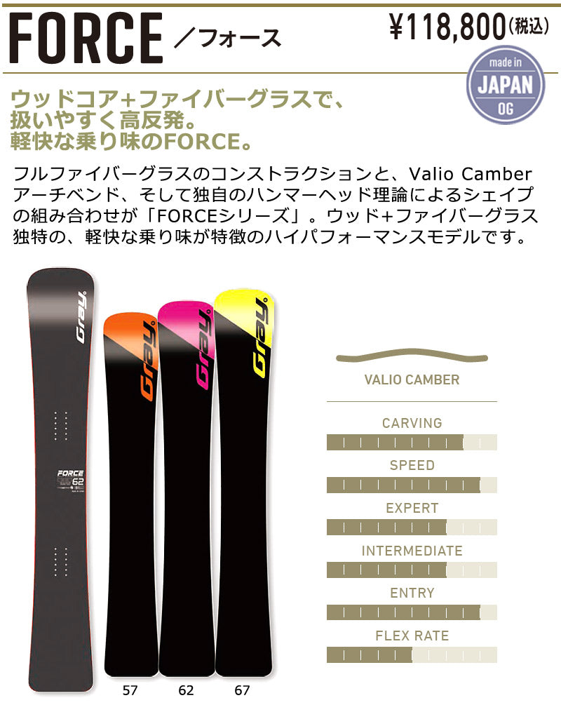 25-26 GRAY/グレイ FORCE フォース  アルペン メンズ レディース 国産 スノーボード 板 2026