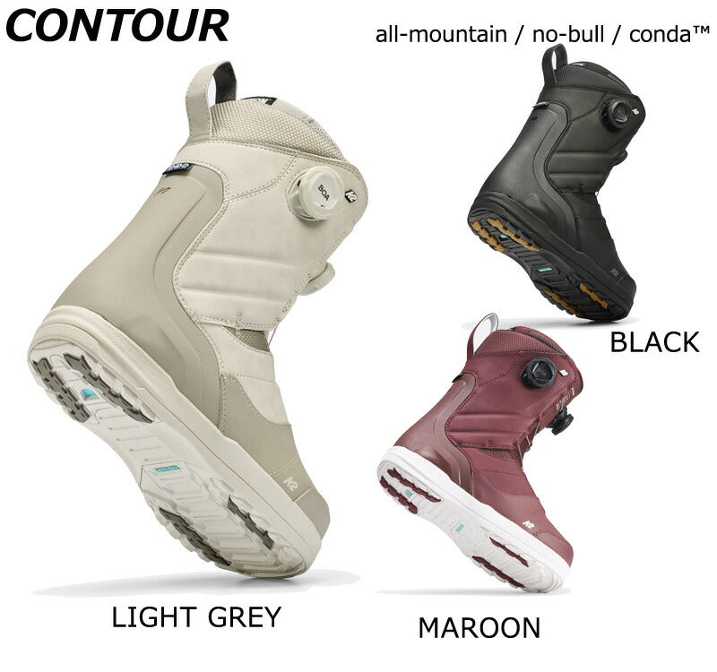 25-26 K2/ケーツー CONTOUR コンツアー レディース 熱成型対応 ダブルボア BOA スノーボード ブーツ 2026