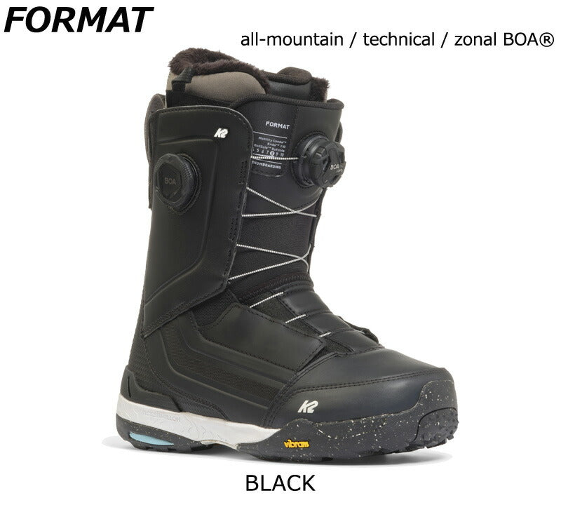 25-26 K2/ケーツー FORMAT フォーマット レディース 熱成型対応 ダブルボア BOA スノーボード ブーツ 2026