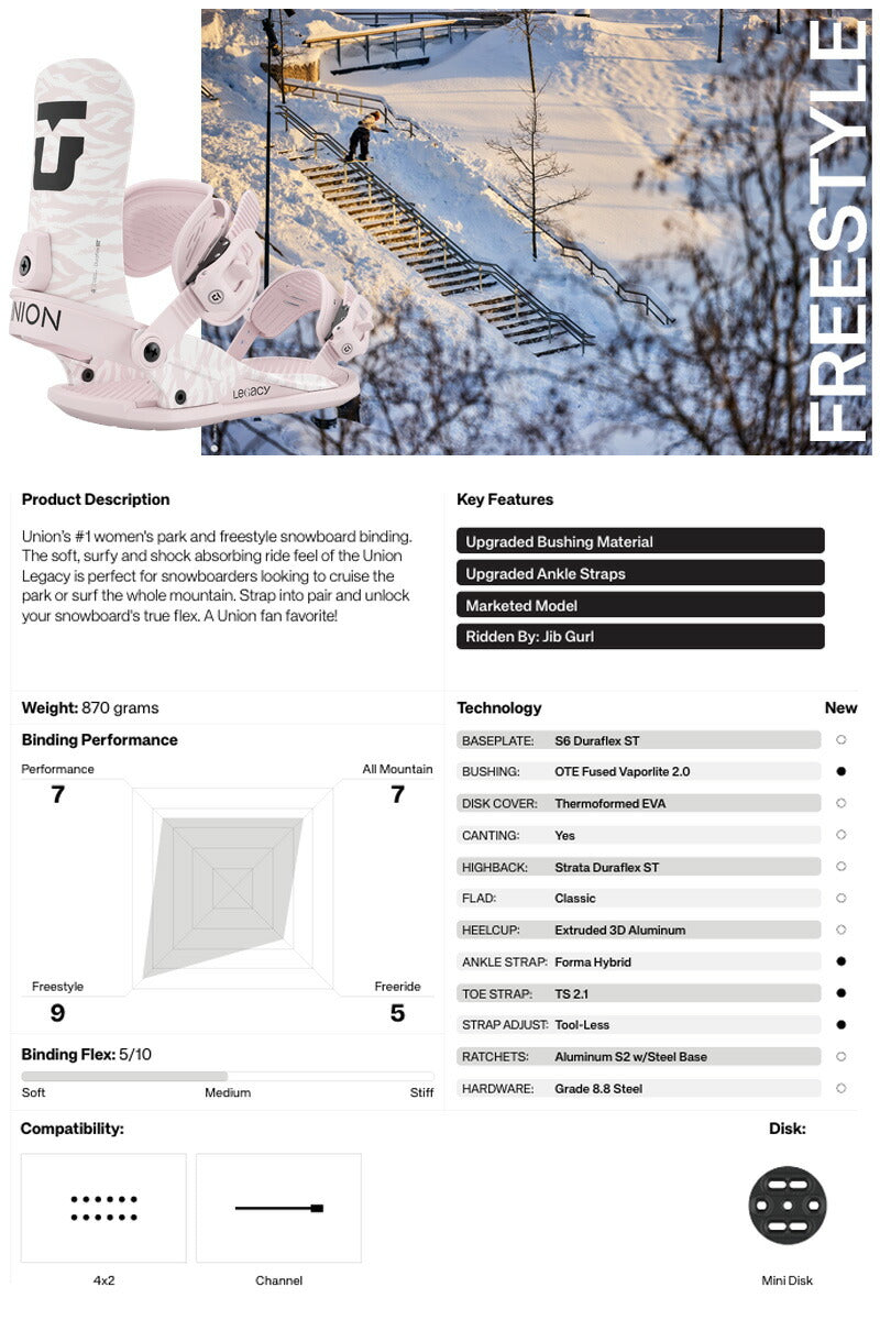 25-26 UNION/ユニオン LEGACY レガシー レディース ビンディング バインディング スノーボード 2026