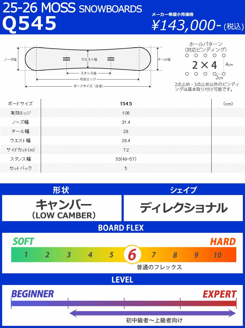 25-26 MOSS SNOWBOARDS/モススノーボード Q545 キューゴーヨンゴ