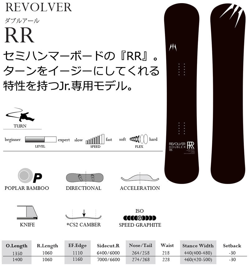 25-26 MOSS SNOWBOARDS/モススノーボード REVOLVER RR リボルバーダブルアール キッズ ジュニア スノーボード カービング 板 2026