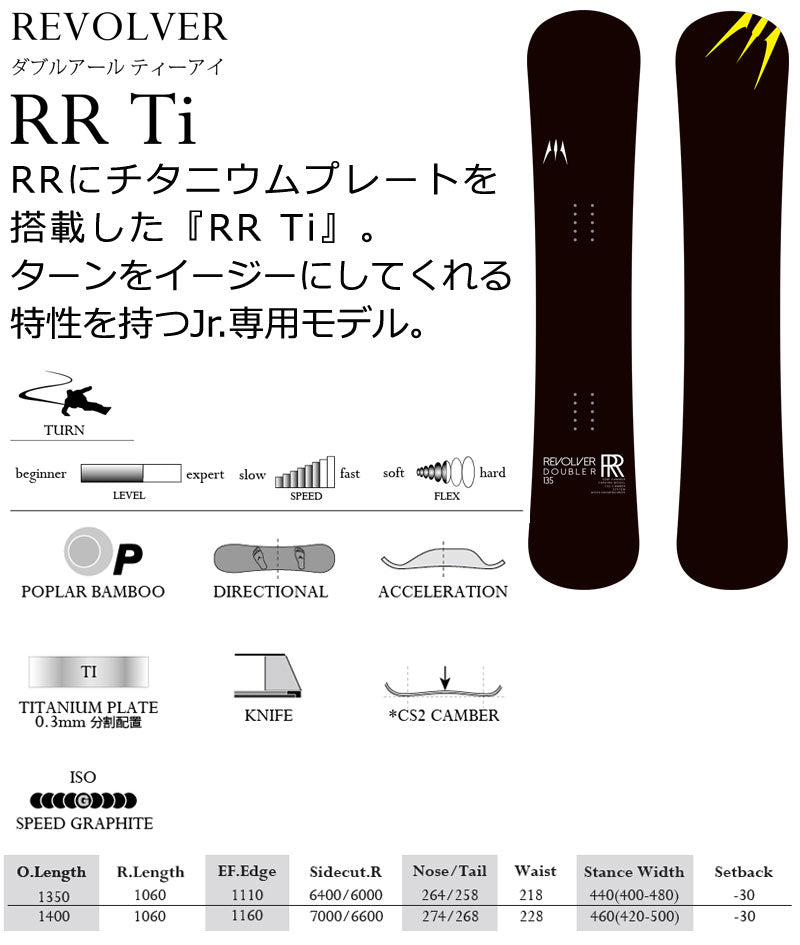 25-26 MOSS SNOWBOARDS/モススノーボード REVOLVER RR Ti リボルバーダブルアールティーアイ キッズ ジュニア スノーボード カービング 板 2026
