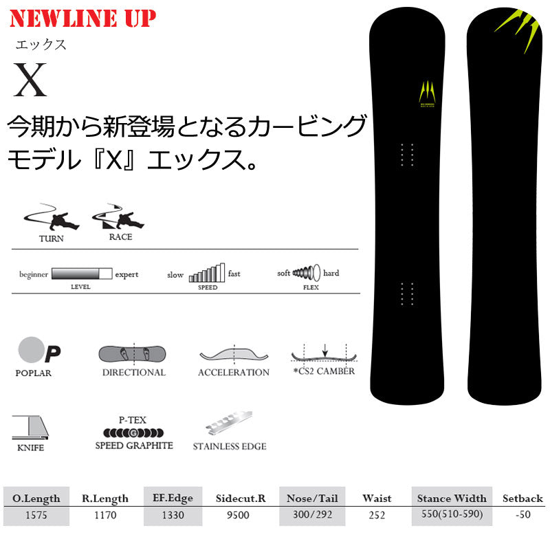 25-26 MOSS SNOWBOARDS/モススノーボード X エックス メンズ レディース スノーボード カービング 板 2026