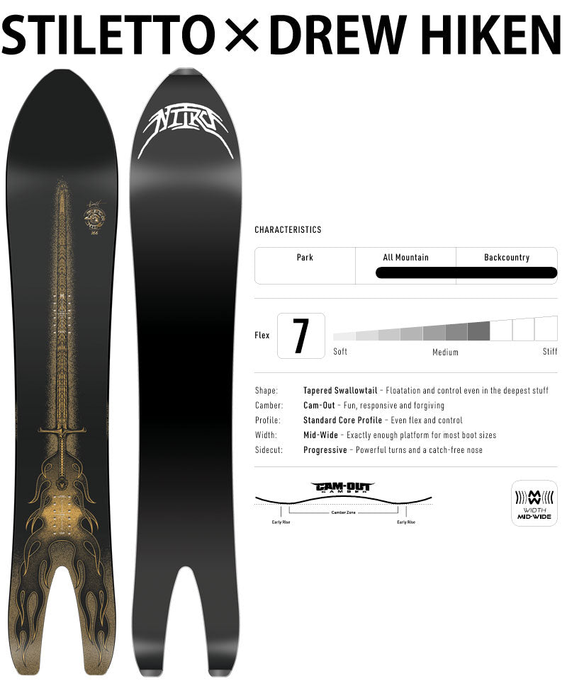 25-26 NITRO/ナイトロ STILETTO DREW HICKEN スティレット メンズ スノーボード パウダー 板 2026