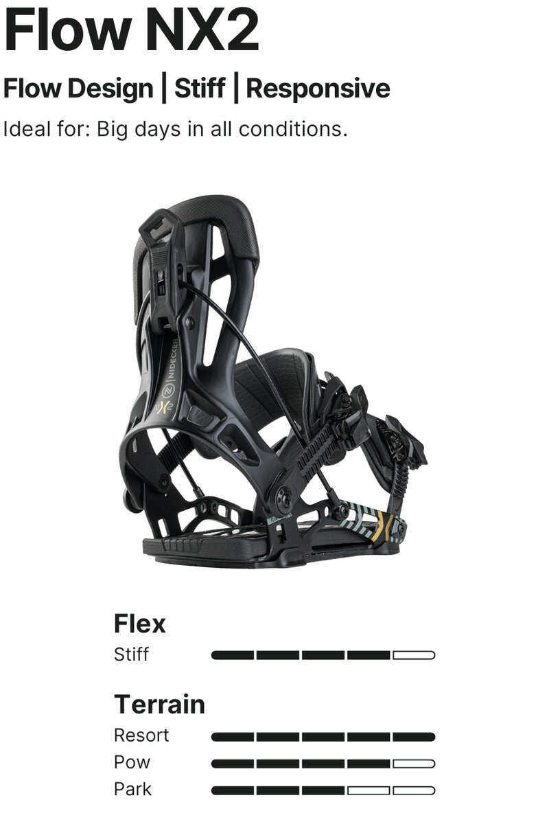 25-26 NIDECKER/ナイデッカー NX2 エヌエックスツー FLOW リアエントリー メンズ レディース ビンディング バインディング スノーボード 2026