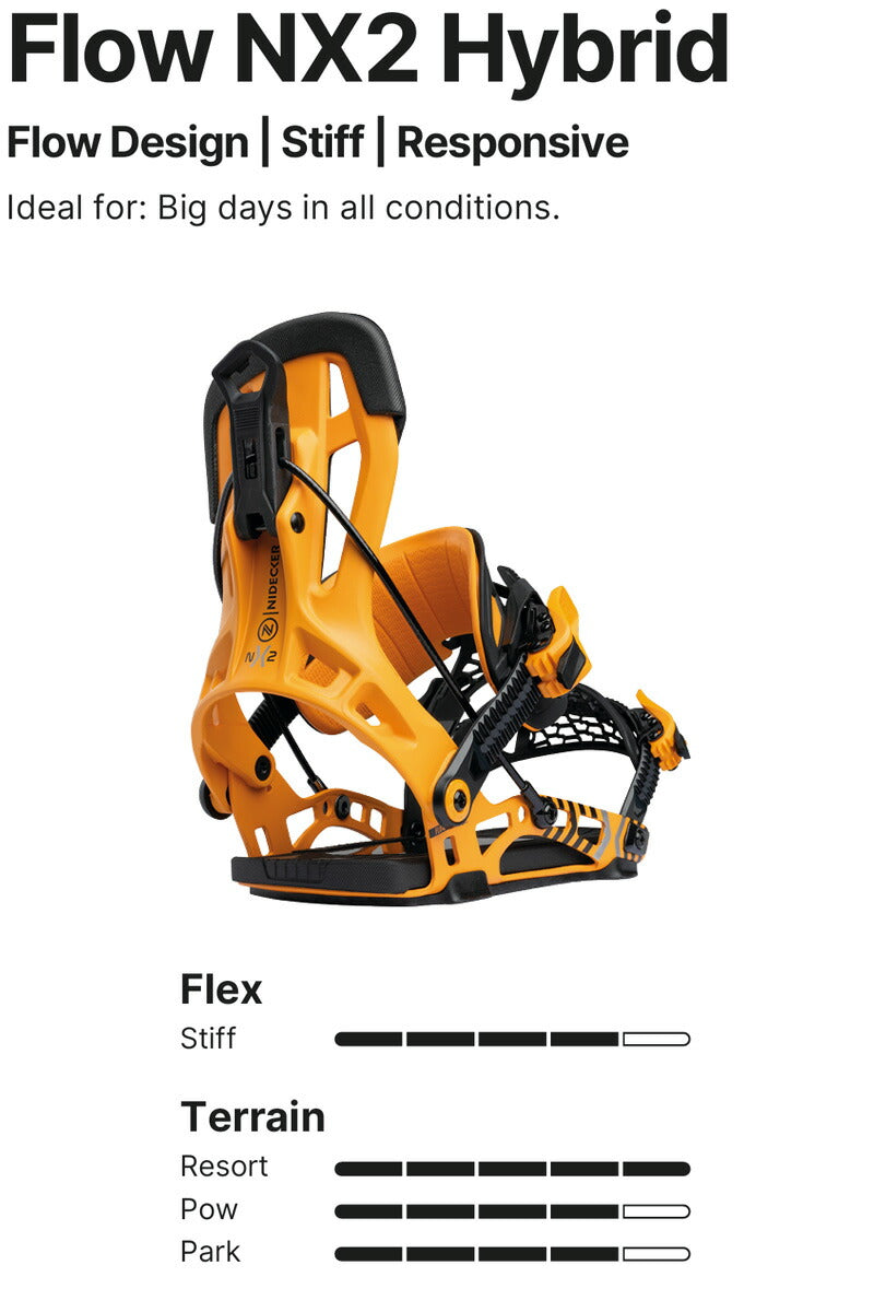 25-26 NIDECKER/ナイデッカー NX2 HYBRID エヌエックスツー FLOW リアエントリー メンズ レディース ビンディング バインディング スノーボード 2026