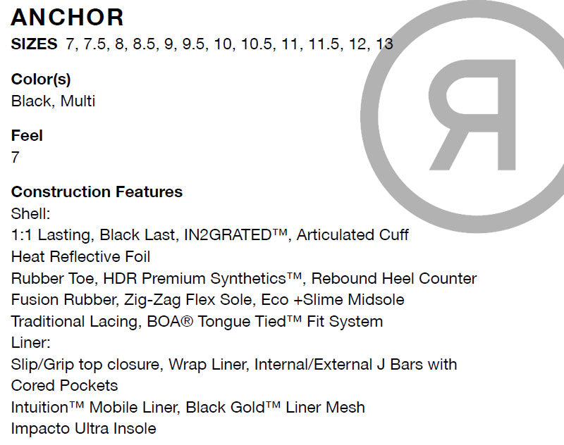 25-26 RIDE/ライド ANCHOR アンカー メンズ レディース ブーツ シューレース 熱成型対応 スノーボード 2026