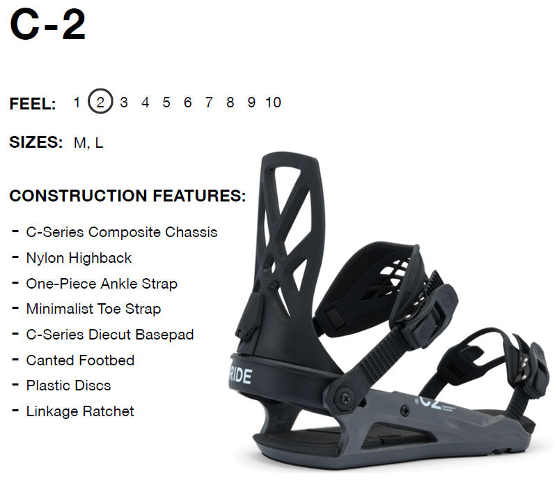 25-26 RIDE/ライド C-2 シーツー メンズ レディース ビンディング バインディング スノーボード 2026