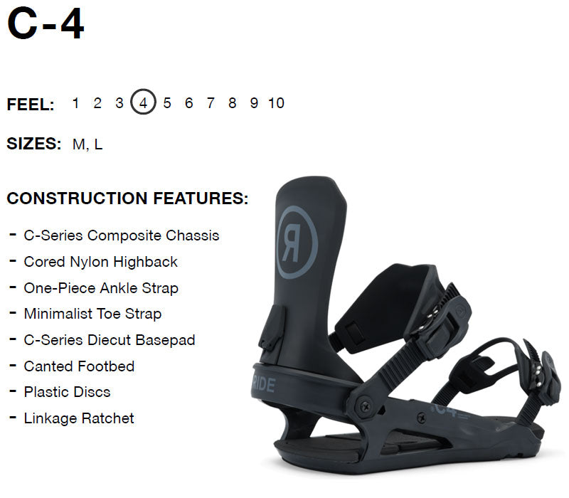 25-26 RIDE/ライド C-4 シーフォー メンズ レディース ビンディング バインディング スノーボード 2026