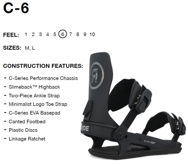 25-26 RIDE/ライド C-6 シーシックス メンズ レディース ビンディング バインディング スノーボード 2026