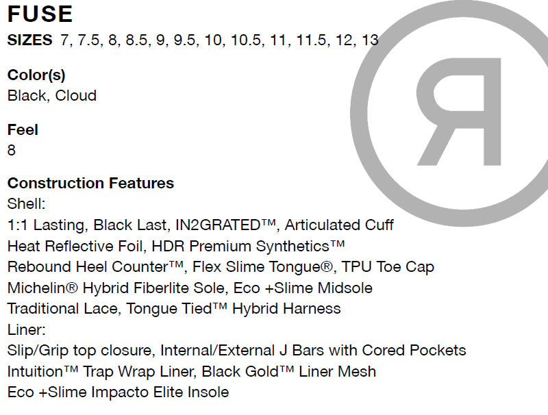 25-26 RIDE/ライド FUSE フューズ メンズ レディース ブーツ シューレース 熱成型対応 スノーボード 2026