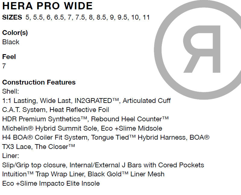 25-26 RIDE/ライド HERA PRO WIDE ヘラプロ ワイドフィット レディース ブーツ ダブルボア 熱成型対応 スノーボード 2026