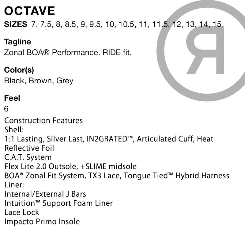 25-26 RIDE/ライド OCTAVE オクターブ メンズ レディース ブーツ ダブルボア 熱成型対応 スノーボード 2026